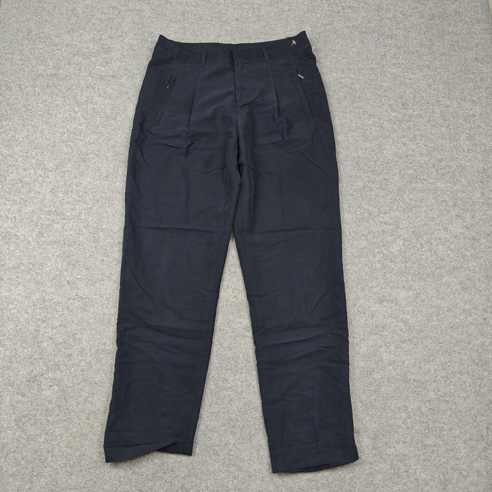 Club Monaco Pants Womens 2 Blue Twill Straight Leg Pleated Dress Work Career